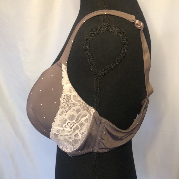 CACIQUE Boost Plunge brown polka dot padded with underwire bra. Size 40 DD. - Picture 6 of 10